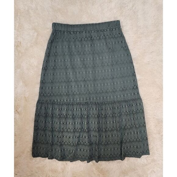 JM Collection New Womens Size XL Green Eyelet Pull-On Boho Chic Midi Skirt - Picture 7 of 8